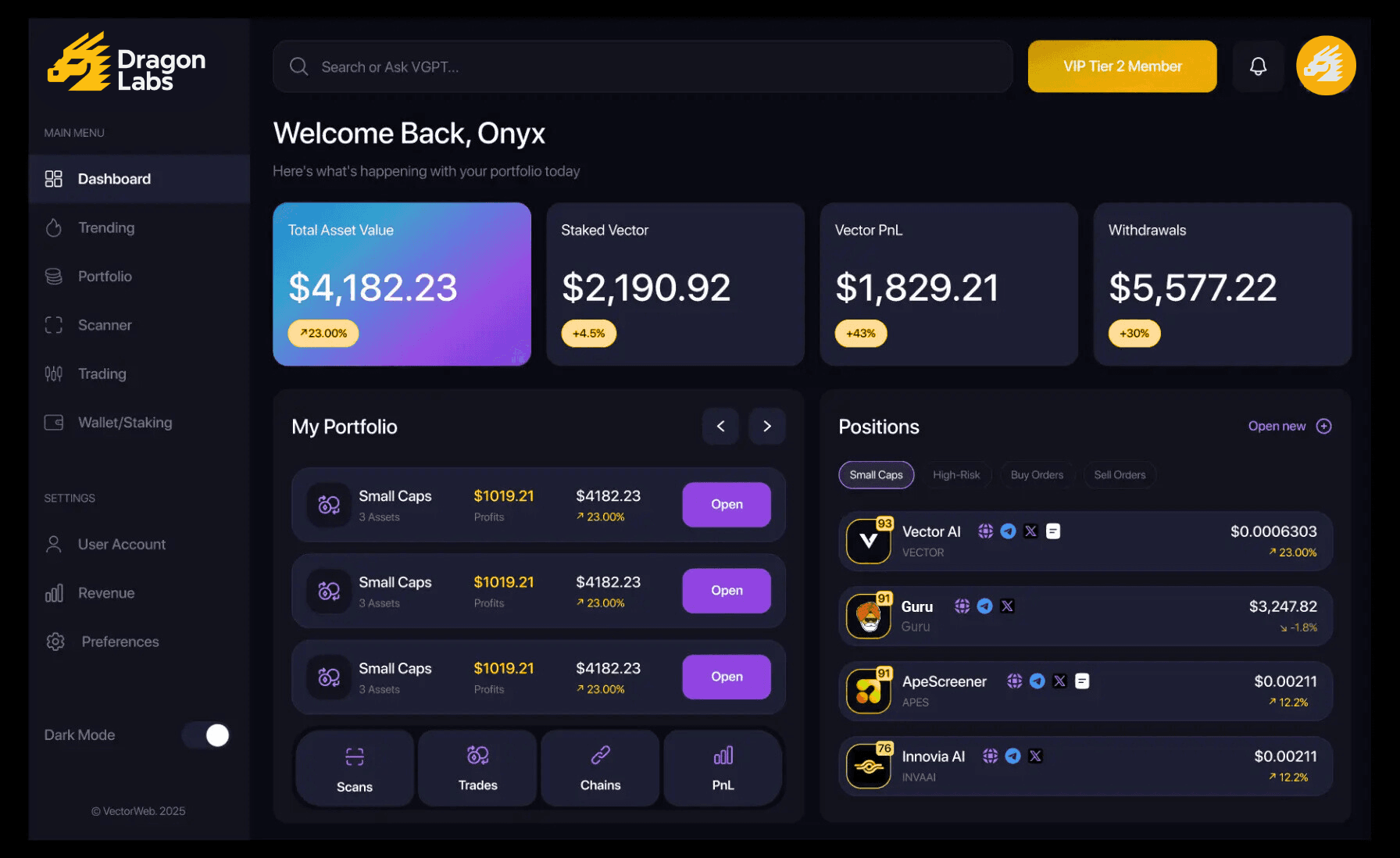 Dragon Labs dashboard screenshot